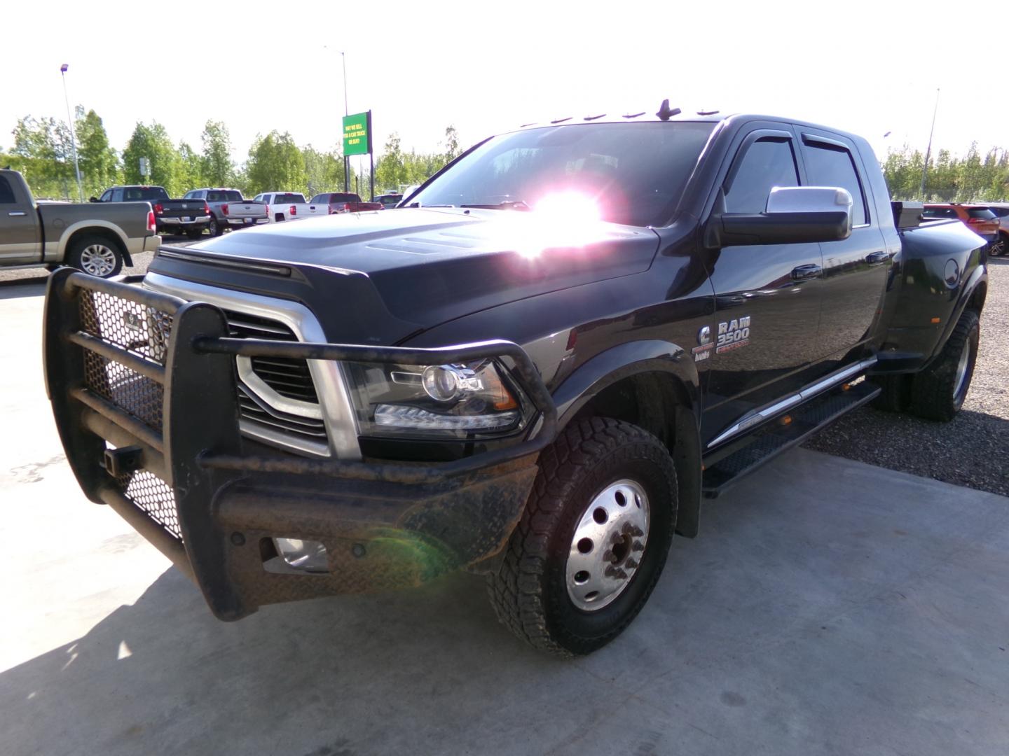 2018 Black Dodge 3500 Longhorn Mega Cab 4WD DRW (3C63RRNLXJG) with an 6.7L L6 OHV 24V TURBO DIESEL engine, 6A transmission, located at 2630 Philips Field Rd., Fairbanks, AK, 99709, (907) 458-0593, 64.848068, -147.780609 - Photo#0